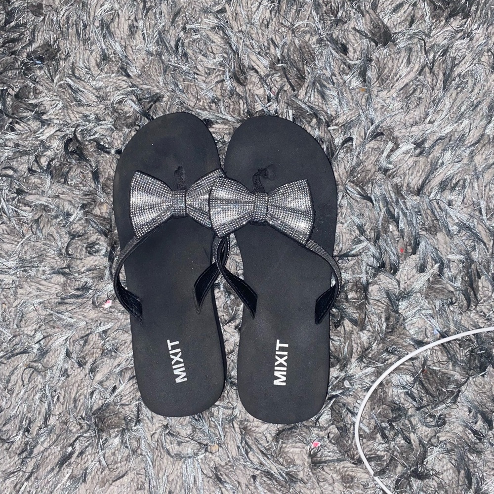 Mixit Black Sandals with Bow Accent